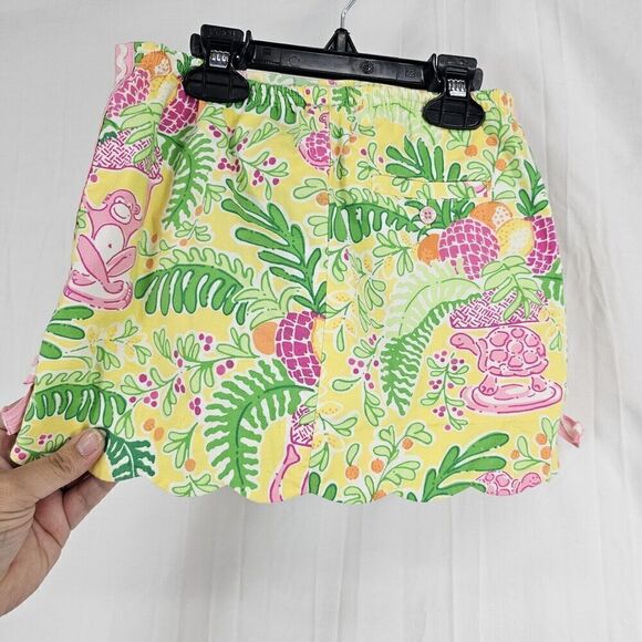 Lilly Pulitzer Girls Size 6X Lemon Sorbet Yellow Paradise Print Skort Scalloped - Picture 4 of 6